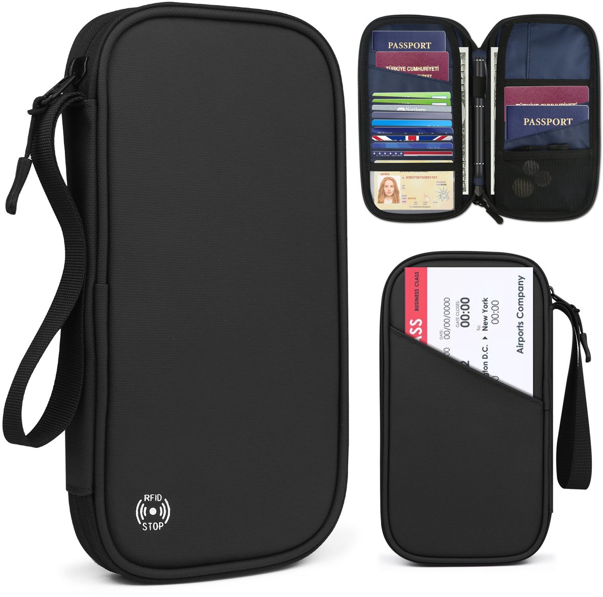 Waterdichte Documententas - Paspoorthouder Reisorganizer - Paspoort Organizer - Documentenhouder - Anti-diefstal (scanbeveiliging) & waterdicht - Voor Paspoort, ID Kaarten, Geld en Belangrijke Papieren - 24×3×13 cm