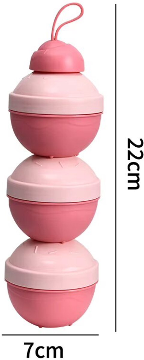 Baby - Melkpoeder toren - Rose - BPA Vrij - Dispenser - Kraamcadeau - 3 verdiepingen - Reisbox - Doseerbakje