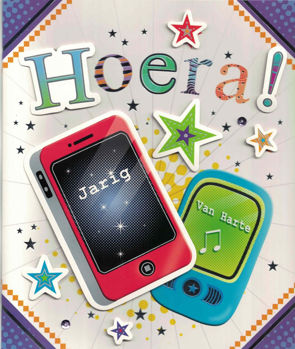 Grote wenskaart - wenskaart - verjaardag - van harte gefeliciteerd - hoera - jarig - van harte