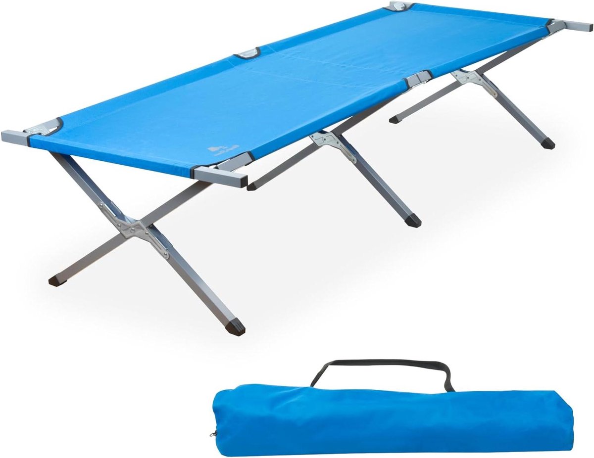 Veldbed Opvouwbaar - Camping Ligstoel Klapbed - Ontspannen Buiten - Hoge Belastbaarheid - 210 x 82.5 cm - Blauw