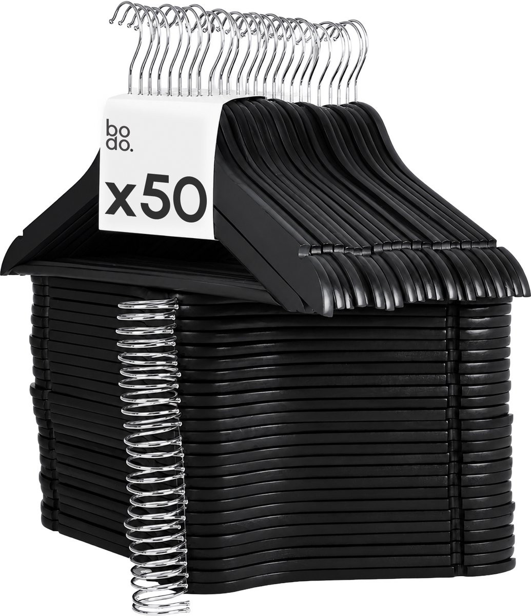 Kledinghangers - 50 stuks - zwart - Bodo