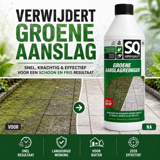 SQ Groene Aanslagreiniger 1000ml - Effectieve Terrasreiniger Groenaanslag - Groene Aanslag Verwijderaar voor Terras, Muur & Tuin - 1L voor 200m² van Merkloos	 — afbeelding 5