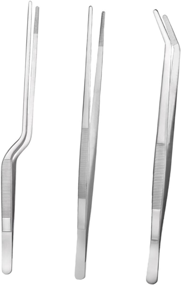 Een set roestvrijstalen kookpincetten, professionele pincetten, Geschikt voor het opmaken van gerechten en het verwijderen van visgraten, ergonomisch ontworpen - 25 cm
