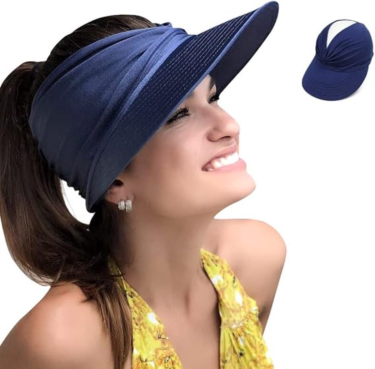 Dames Zonhoed - Brede Rand Vizier - UV-bescherming - Opvouwbare Strandhoed & Golfhoed - Beige - 1 Stuk