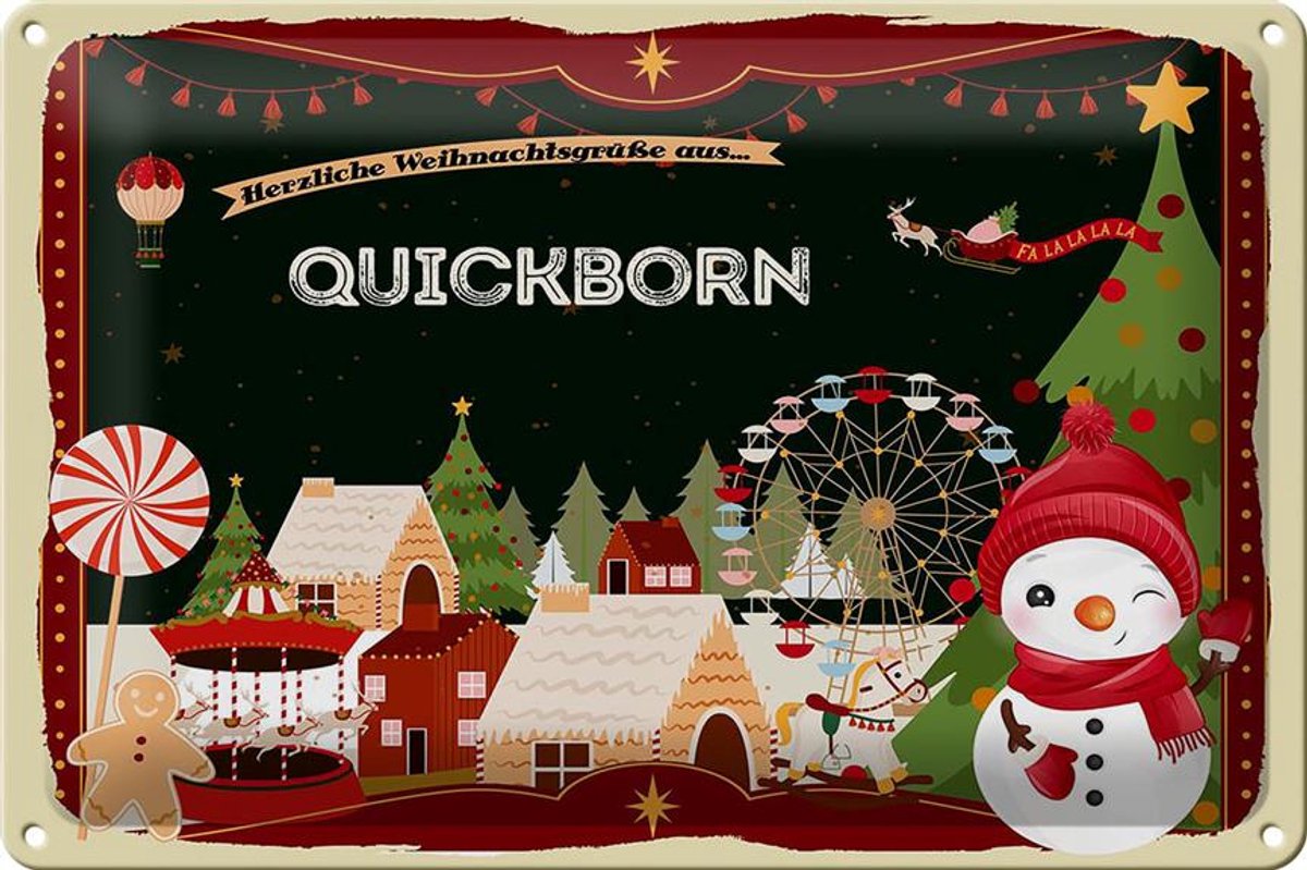 Blechschild Weihnachten Grüße QUICKBORN 30x20cm
