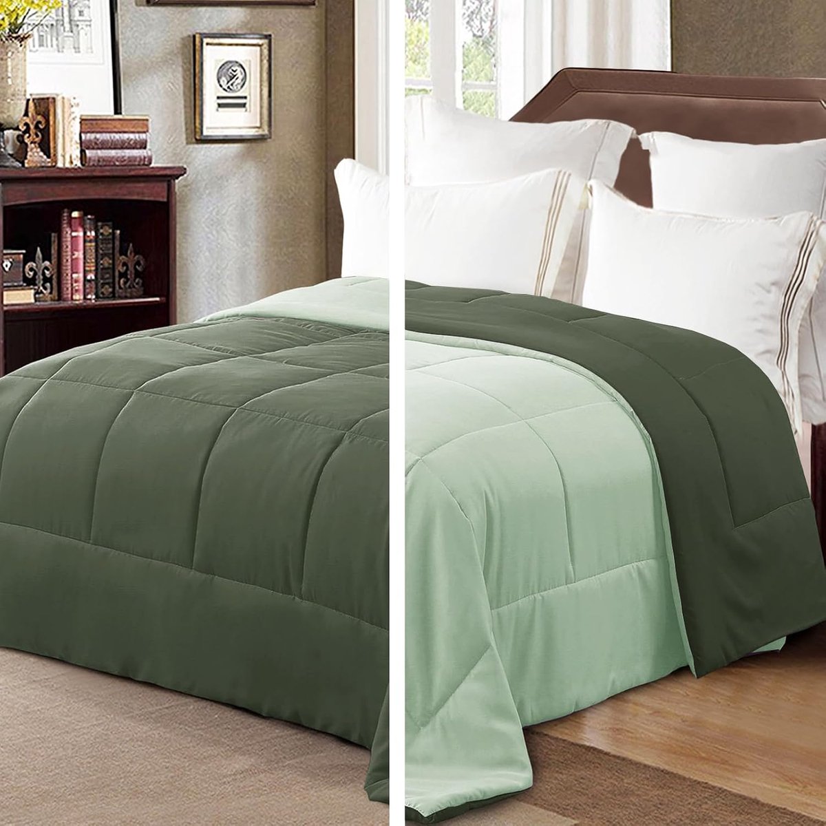 Mezcla Omkeerbaar Enig Dekbed, Microfiber zacht en Machine Wasbaar, Smaragd/Mint, 155×220 cm | Dekbed, 220 g/m², voor bedden van 80/90 - 155 x 220 cm, dubbelzijdig, comfortabel, machinewasbaar, groen