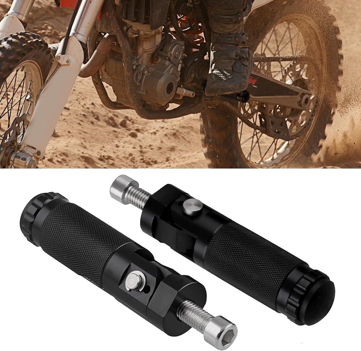 Voetsteunen, M8-motorfietsvoetsteunen, 1 paar, motorbescherming voor motorfietsen en elektrische auto's, compatibel met een 8 mm-slot (zwart)