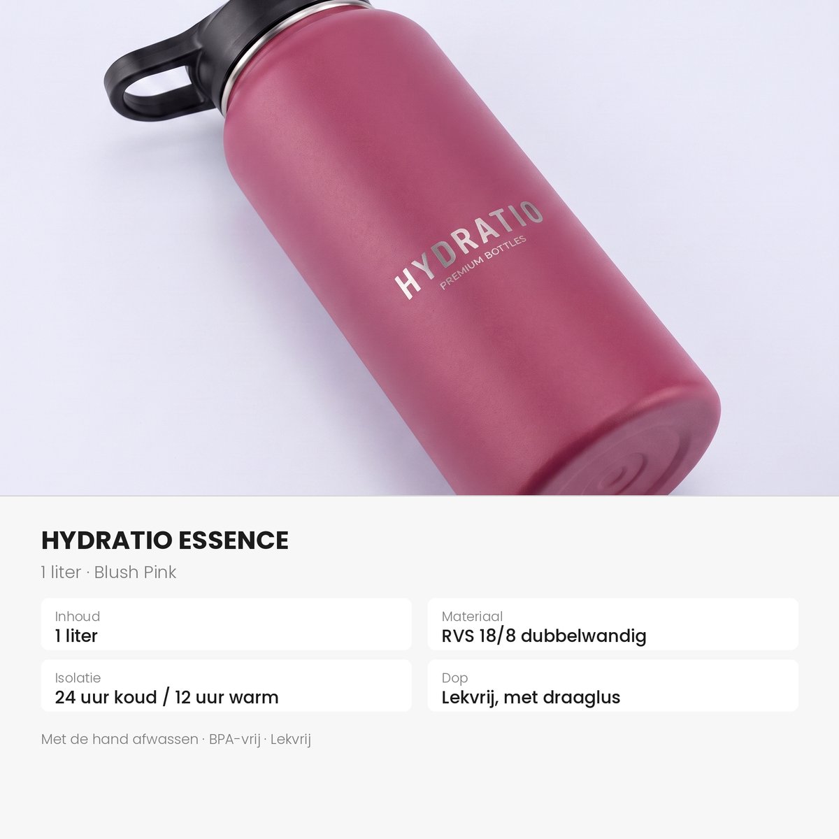 Hydratio Essence Thermosfles 1 Liter Roze thumbnail 2