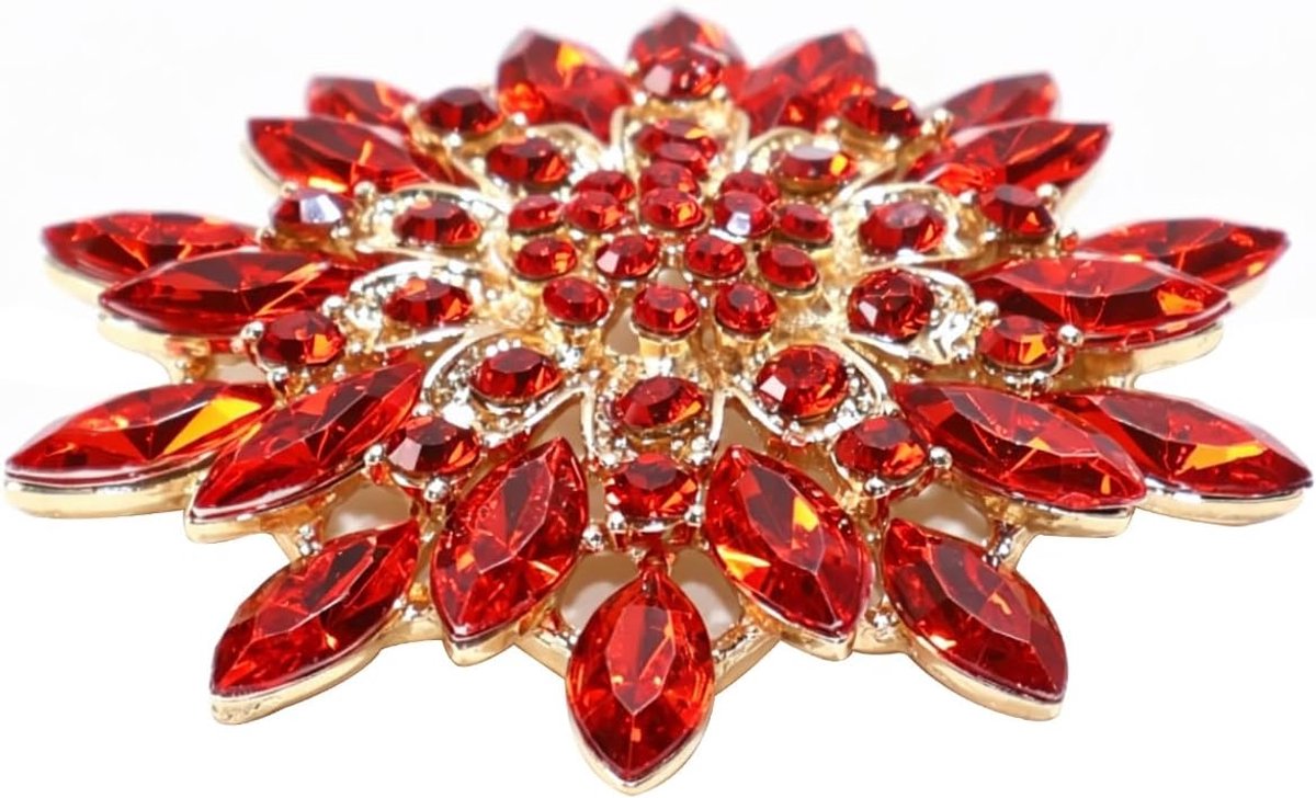 Bloemenstijl broche, rode bloemenlegering decoratieve broche voor vrouwen huwelijksaccessoire sieraden Valentijnsdag cadeau