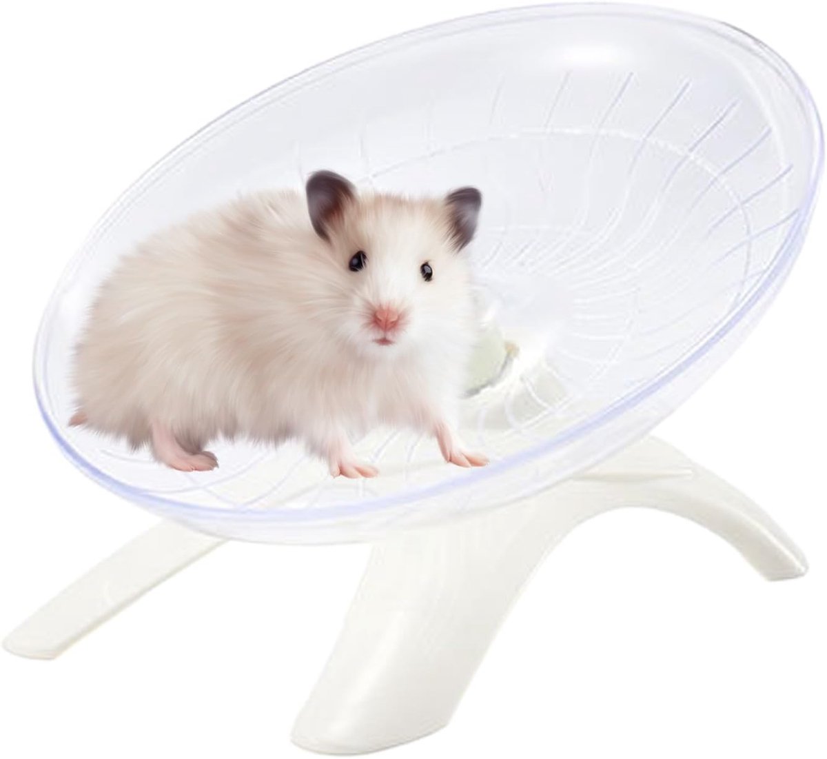 vliegende schotel stil loopwiel, 17,5 cm, geschikt voor cavia's, hamsters, egels en andere kleine dieren om veilige oefeningen te garanderen (wit)