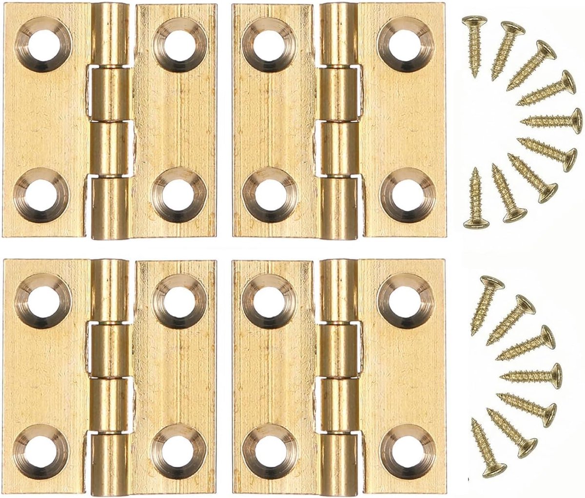 Scharnieren, gouden messing mini-scharnieren met schroeven en opvouwbaar ontwerp voor houten dozen en kastdeuren