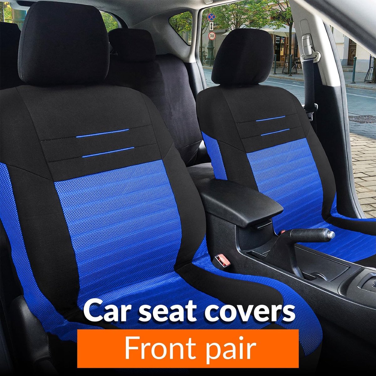 Autostoel-Hoezen Voorstoelen Universeel Zwart Blauw | Universele Autostoel-Hoes voor Bestuurdersstoel en Passagier | Auto Accessoires Interieur