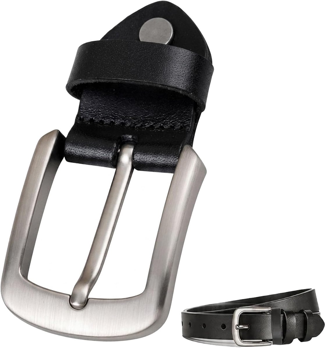 riemgesp voor heren, 3,8 cm, klassieke riemgesp, universele maat, vervangende zwarte leren riem voor het bevestigen van riemen