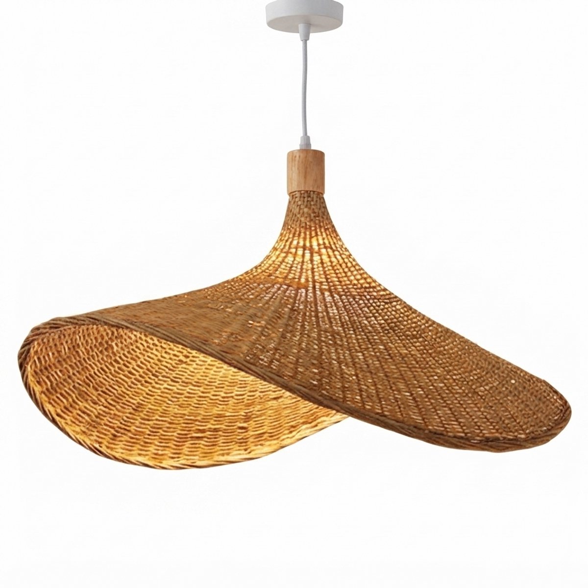 Stervia Hanglamp - Rotan Hanglamp - Bamboe Lamp - E27 Fitting - Verstelbare Kabel - Ibiza Look - Ibiza Lamp - Naturel - 50 cm
