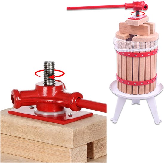 Fruitpers 18L Hout - Manuele Sap-, Wijn- en Bessenpers Complete Set - Inclusief Persdoek, Drukplaat, Metalen Spindel en Driebenig Onderstel - Geschikt voor Fruit- en Groentesap - NAIZY van NAIZY — afbeelding 4