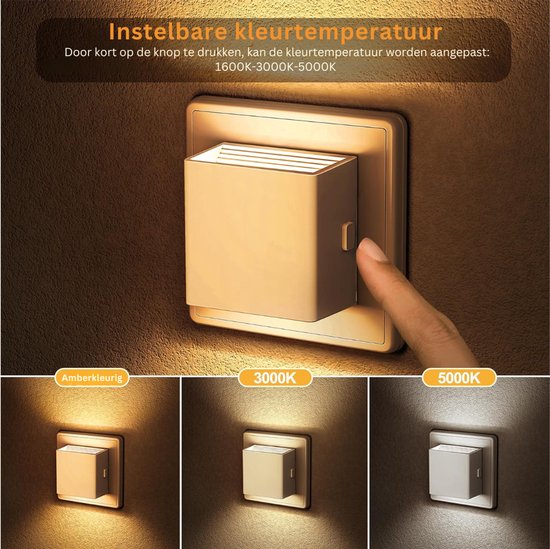 ZRNS® Nachtlampje Stopcontact - Stopcontactlampje - Bedlamp Slaapkamer - Met Schermeringssensor - 3 Kleurtemperaturen - 2 Stuks van Zrns — afbeelding 3