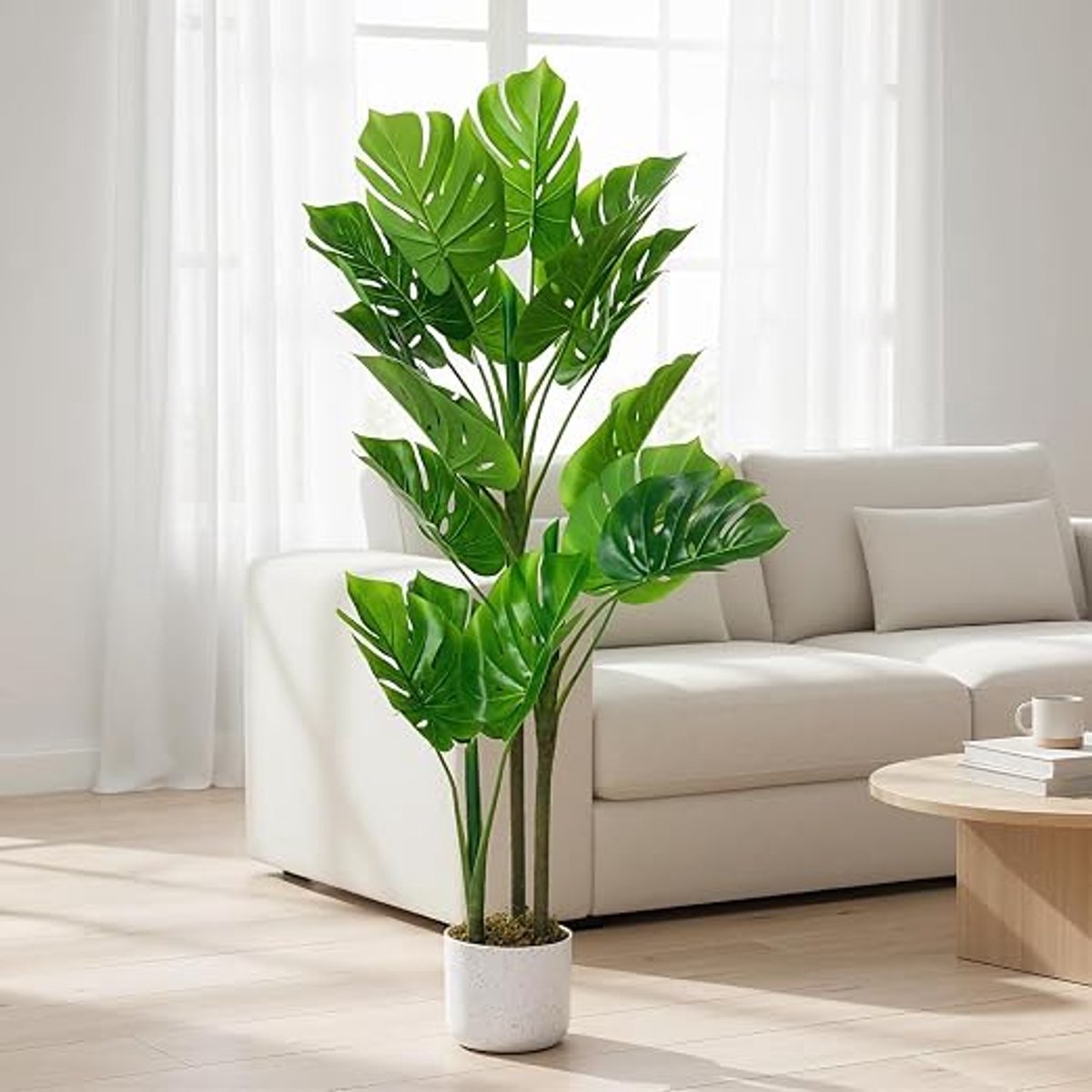 Triumpunpre Kunst Monstera 110cm - Waterbestendig PEVA - 16 bladeren voor terras, zwembad, café en lobby decoratie