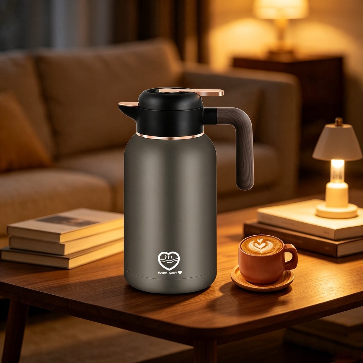 TEKROA® Thermoskan 2 Liter – RVS Isoleerkan – Koffiekan met Drukknop - Zwart - Koffie - Thee - Voor warme en koude dranken - 36u Koud / 24u Warm — cadeau in Koken & Dineren - foto 5