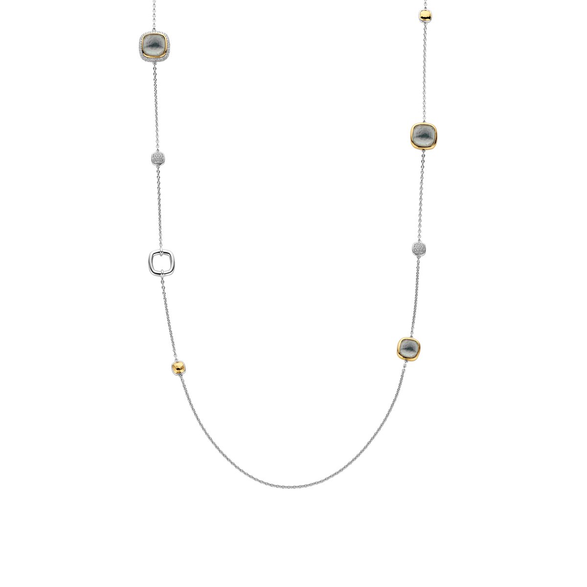 TI SENTO Dames Ketting - 925 zilver - Grijs - Maat 80 - 34066BL