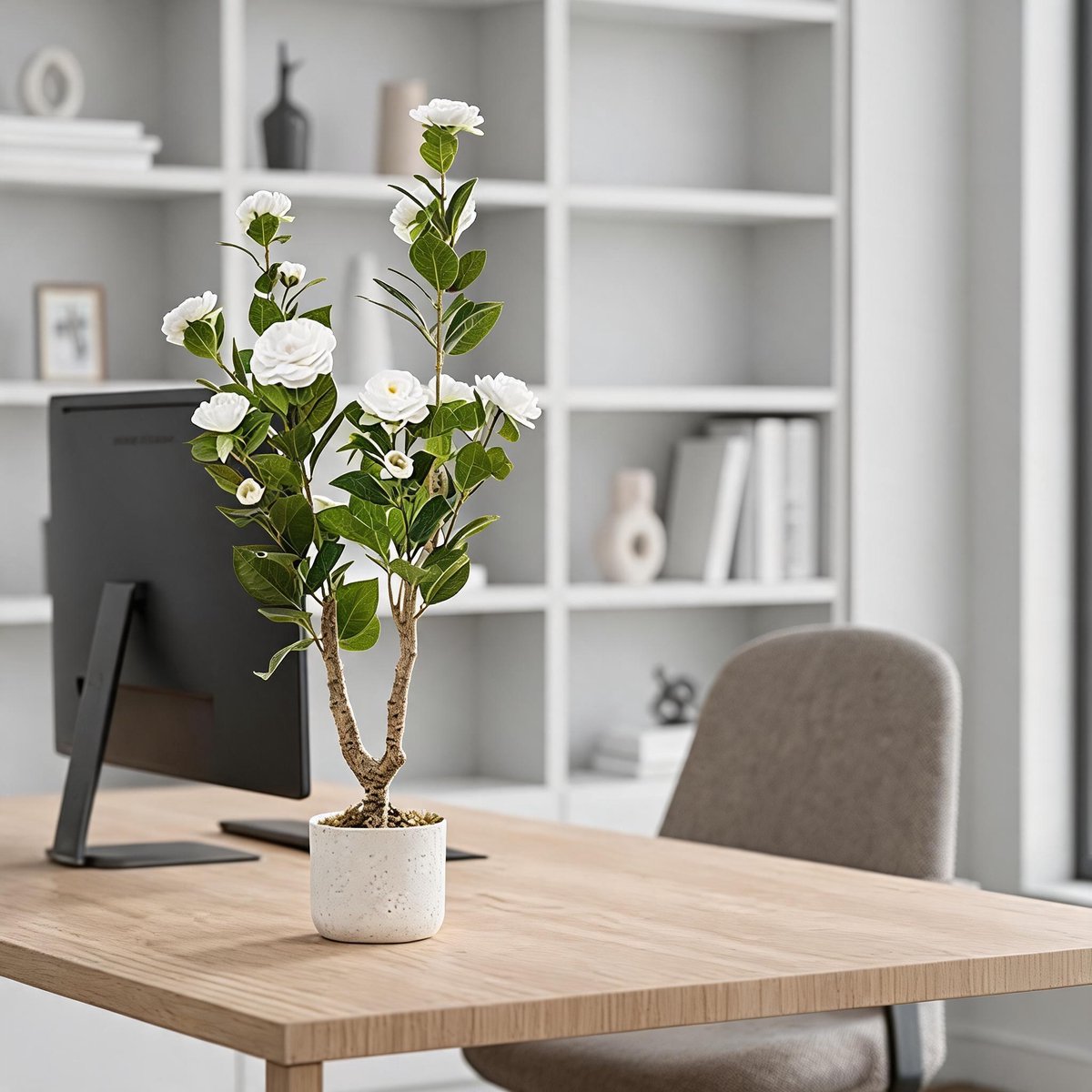 Triumpunpre - Kunstplant‑90cm‑wit‑in pot‑uv‑bestendig‑binnen‑buiten‑terras‑balkon