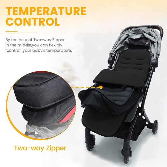 Voetenzak Kinderwagen - Baby deken - Winterse Wandelingen - Afneembaar en Wasbaar - 90 x 42 cm - Zwart — afbeelding 2