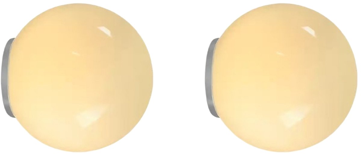 2 Stuks Wandlamp Kinderkamer Moderne Glazen Lampenkap 12cm voor Slaapkamer Woonkamer Café Warm Licht