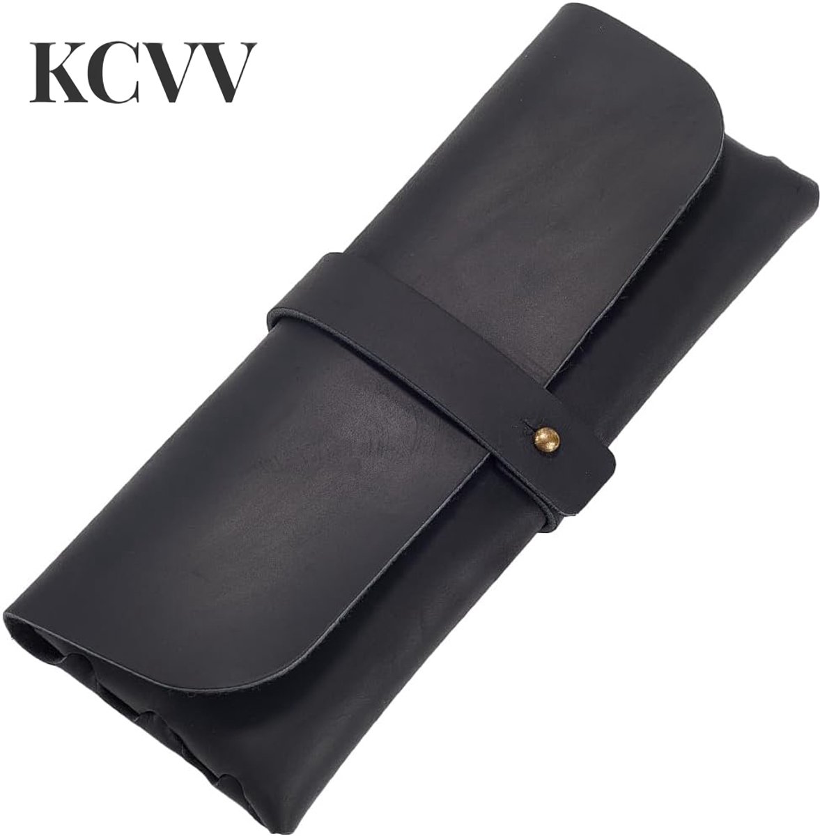 Pennenetui leer-pennenetui leer voor volwassenen- Vintage etui met klikdeksel - Ruim opbergvak voor pennen en potloden - Geschikt voor vulpennen en potloden, voor mannen en vrouwen - zwart - 21x8 cm