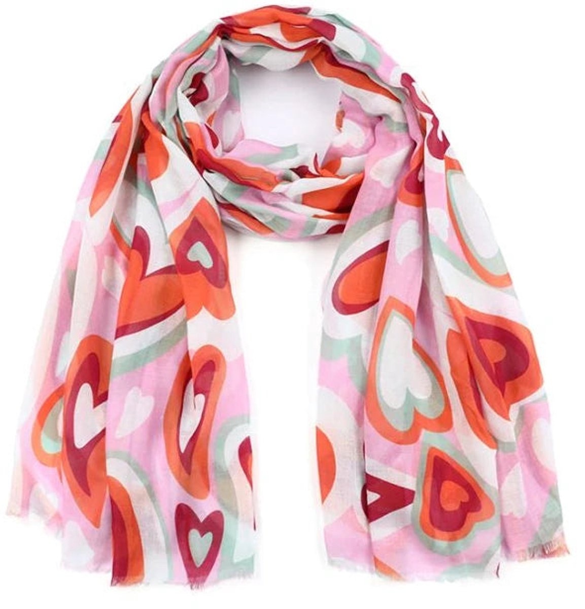 Sunset Fashion Sjaal Retro Love roze 180x90cm