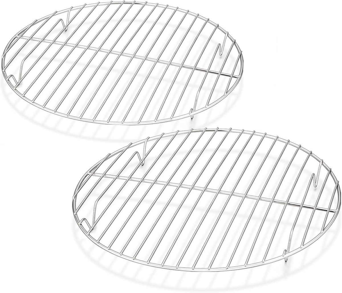 Rond koelrooster, set van 2, roestvrij staal, keukenrooster, afkoelrooster voor bakken, koelen stomen, 27 cm, gezond en duurzaam, roestvrij en vaatwasmachinebestendig