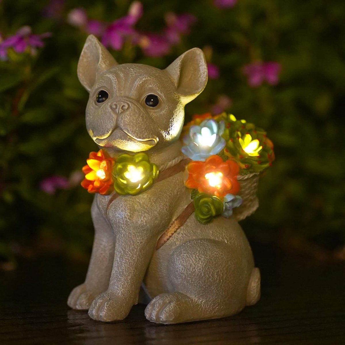 Solar Hond Deko Figuur Tuindecoratie voor Buiten - Honden met Succulenten LED Solarlampen, voor Hondenbezitters Vrouwen/Mannen Verjaardagscadeau Tuin Balkon Decoratie