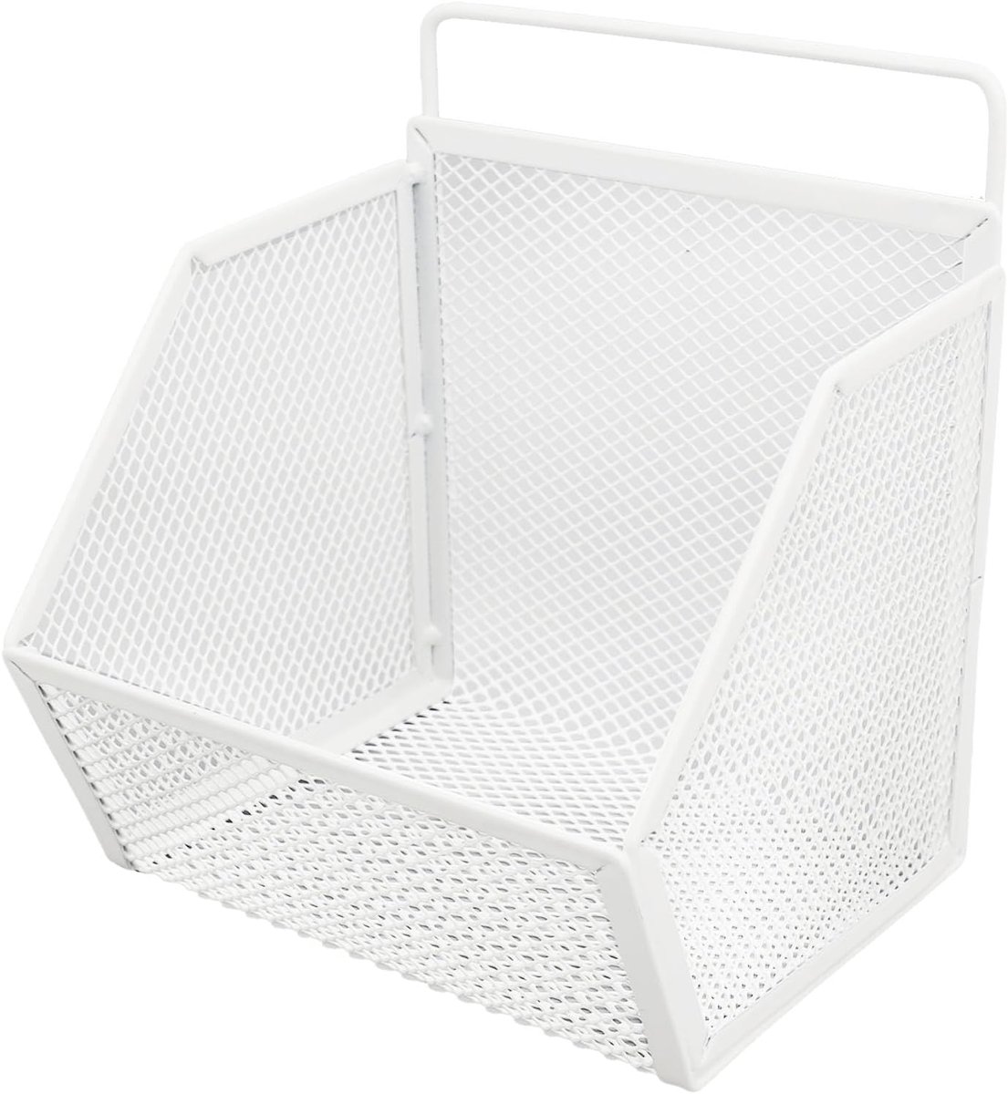 Hangende Draadmand 13,2x10x15cm | Zelfklevende Metalen Opbergmand voor Kleine Draad | Veelzijdige Organisatie voor Keuken, Badkamer en Slaapkamer | Houdt Maximaal 11 Pond Vast (WHITE)
