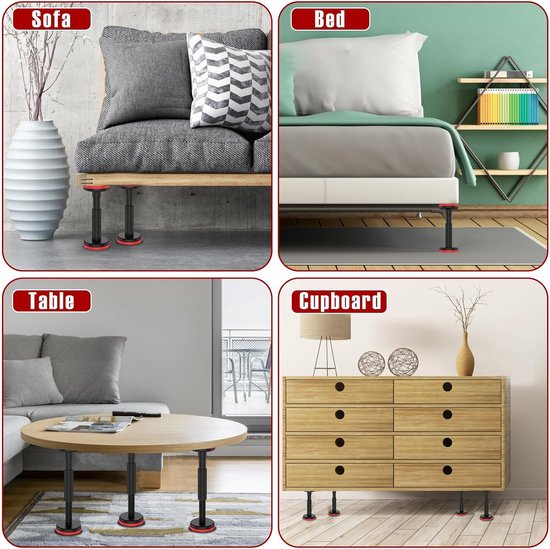 steunstang, verstelbaar steunsysteem, verstelbare steunstang, ondersteunt tot 200 kg, 18-45 cm, kasthefbeugel voor kast, bank, wastafel (2 stuks) — afbeelding 2