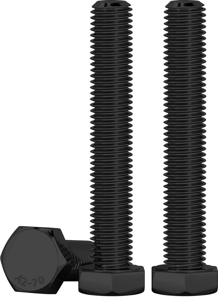 M10 Zeskantbouten‌ Zwart Roestvrij Staal A2 V2A M10 X 80 mm Zeskantbouten 10 Stuks DIN 933 Machineschroeven