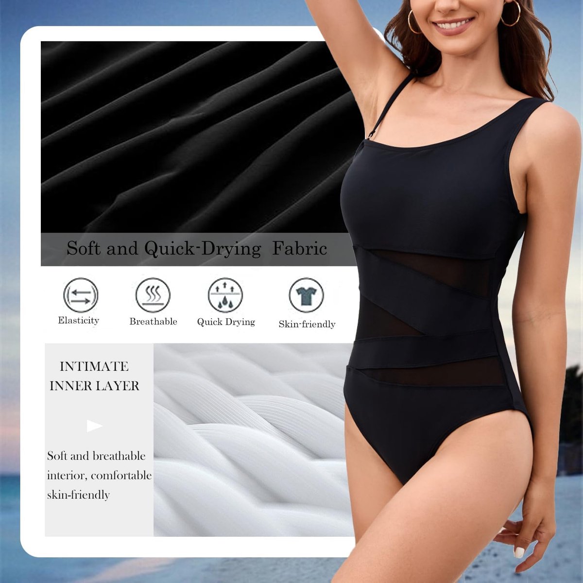 Eendelig badpak voor dames, V-hals, curvy, elegante buik, ruches, push-up, beachwear, monokini, buikcontrole, vintage, sexy, hoge taille, zwempak, slimfit, eendelig strandbadpak
