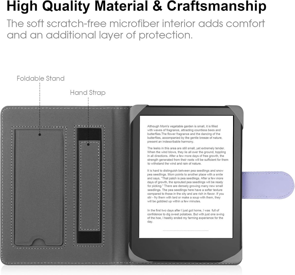 Universele Hoes voor 6,8 Inch, 7 Inch eReader Compatibel met Pocketbook/Tolino/Sony E-Book Reader Kindle Paperwhite/Kobo Clara HD/Kobo Clara 2E Beschermhoes met Standaard, Paars – foto 6