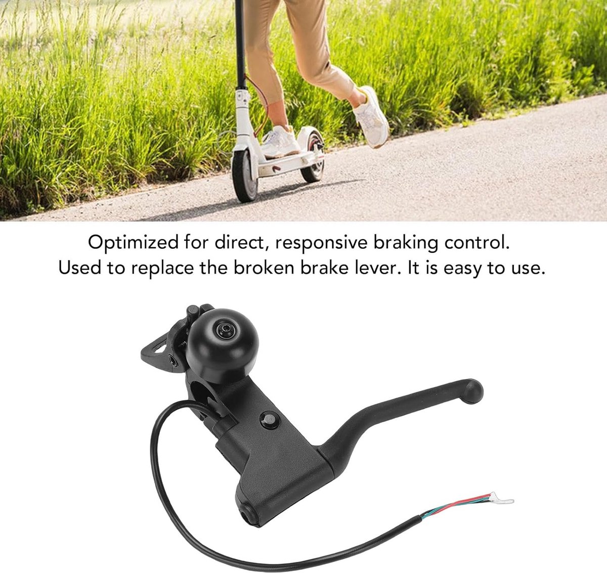 Remhendel links voor elektrische scooter MI5 rem van aluminiumlegering met bel, kabellengte 25 cm, eenvoudige installatie en onderhoud