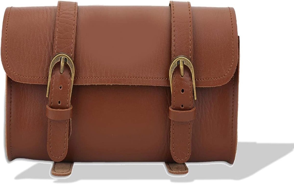 lederen opbergtas handlebar bag 2 riem gesp sluiting B-SOUL retro stijl lederen fiets voorframe tas, fiets etui fietsen accessoire, voor opslag zonnebril, Borse da manubrio