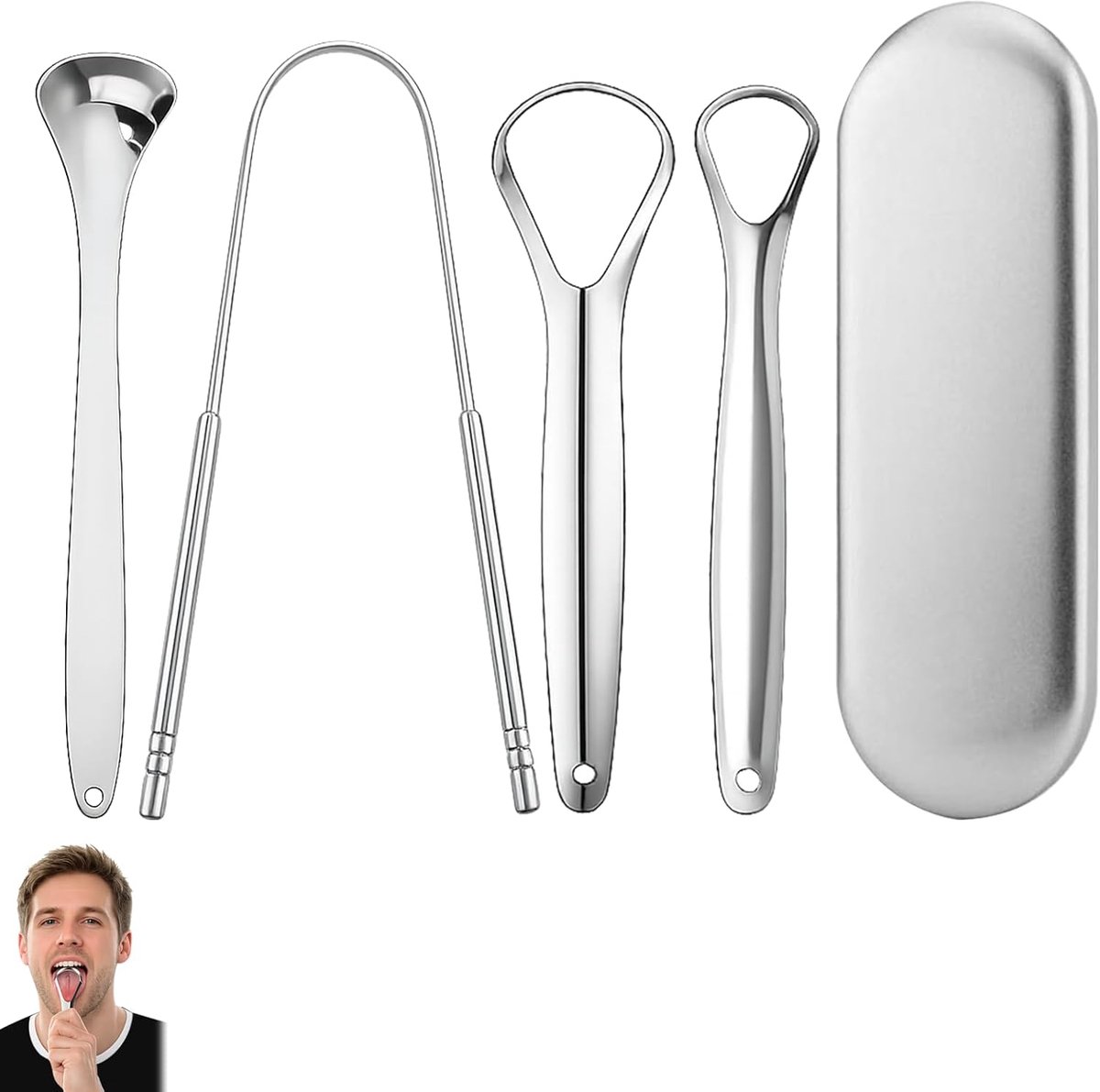 tongschraper set van 4 | professionele tongreiniger voor frisse adem en mondhygiëne | hoogwaardige tongverzorging ter bestrijding van slechte adem | roestvrij