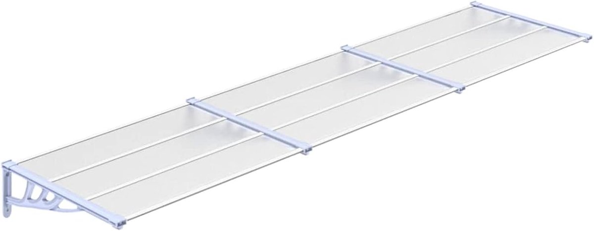 Luifelsysteem, deurluifel, huisdeurluifel, luifel, garagedak, huisdeur, lessenaarsafdak 358,5 x 90 x 27,5 cm (l x b x h), polycarbonaat, grijs en transparant
