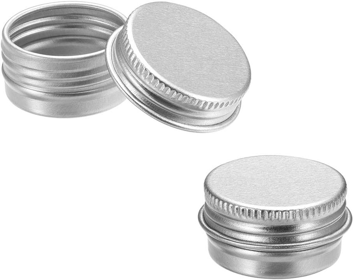sourcing map 3 stuks Metalen doos ronde aluminium blikken blikdoos schroefsluiting 0,33 oz 1 ml 0.17oz/5ml-(3pcs)