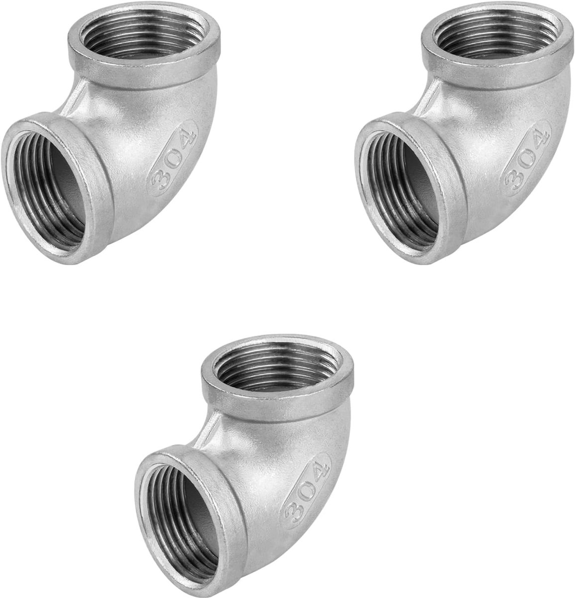 Hoekbuisconnector van roestvrij staal 304, 3 stuks, 0,63 cm (1/8 inch) bus op 1/8 inch (0,63 cm) vrouwelijke schroefdraad, 90 graden hoekbuis-accessoires voor water, verbinding, omzetting