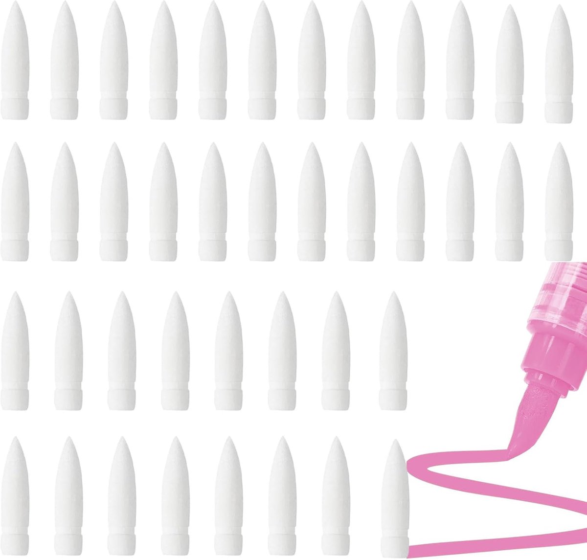 40 stuks reservevinnen met zachte punt voor acrylkleurpotloden, fijne punten van nylon, navulbare kwast voor tekening, markeerpunt