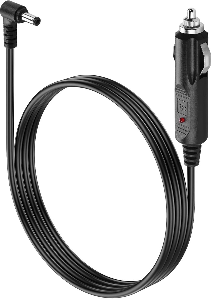 12 V autolaadkabel, 18 AWG DC 5,5 x 2,1 mm stekker naar sigarettenaansteker-stroomkabel met 10A-zekering voor auto's, vrachtwagens, campers, zonne-generatoren (1,5 m)