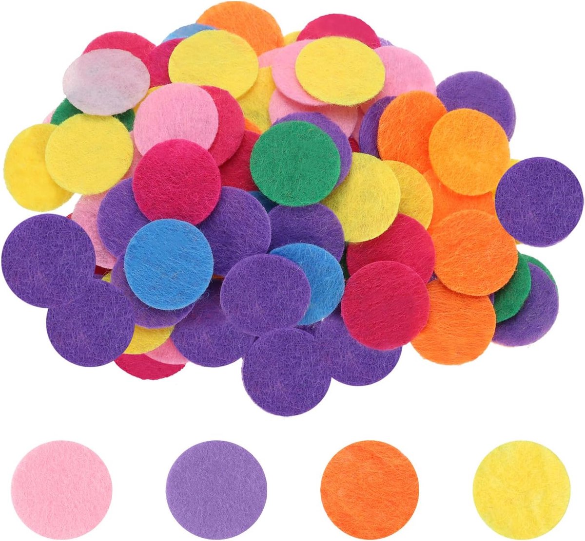 500 stuks ronde viltcirkels, 25 mm, 25 mm, voorgesneden viltknutselpads van niet-geweven mini-viltstofcirkels voor doe-het-zelf naaiwerk, knutselprojecten, knutselwerk, gemengde kleur