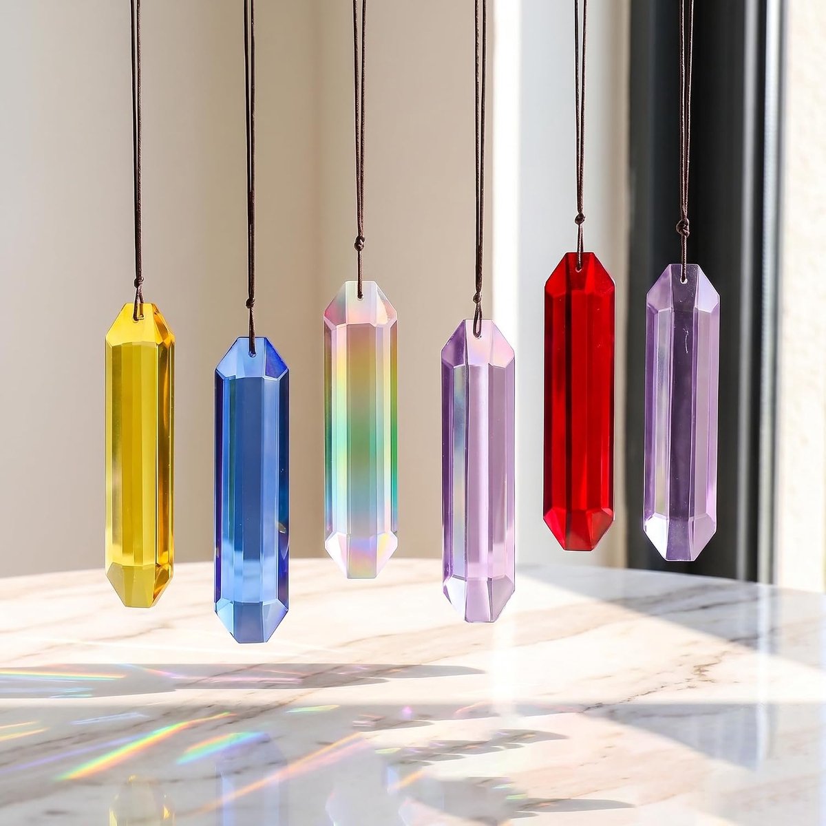 prisma's zonnevanger voor raamopknoping, regenboog hangende kristallen zonnevangers binnen raam, huis tuin kerstdecoraties (veelkleurig-A-6 stuks)