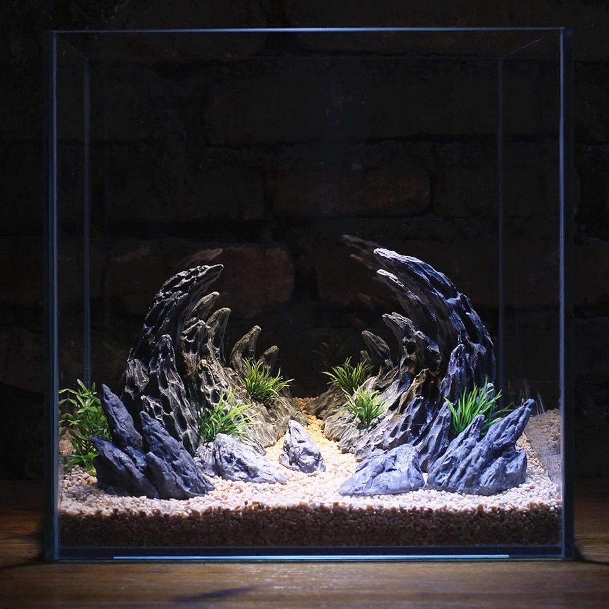 Soul Valley Aquariumdecoratieset, bevat 7-delige set kunsthars imitatiesteen, aquariumdecoratie, groot
