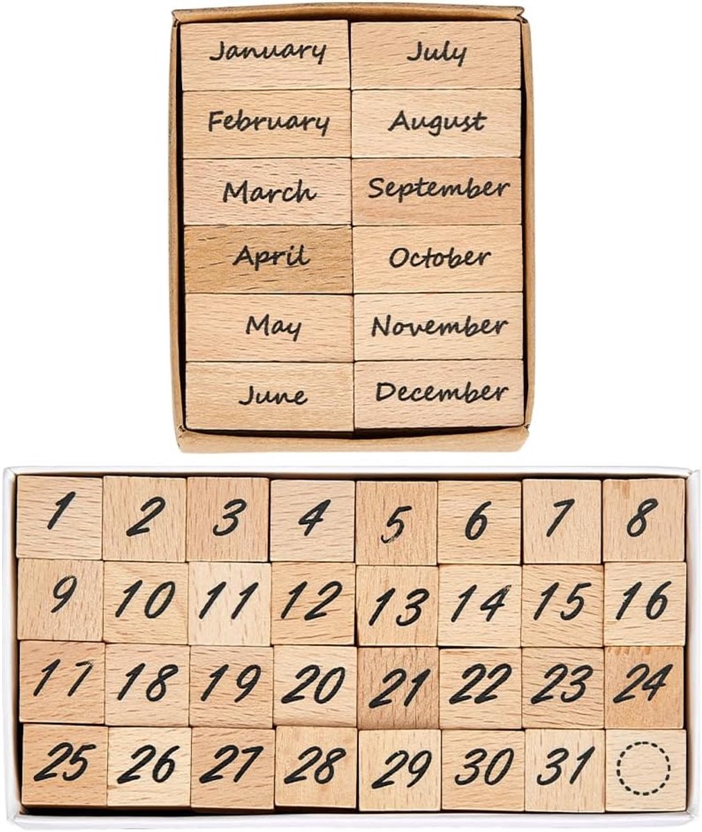 Houten Rubber Stempels Set 0 ~ 31 Nummers Decoratieve Retro Stempel Set voor Journaling DIY Craft Brieven Dagboek Verjaardagskaart Kunst en Scrapbooking Party Gift Decor