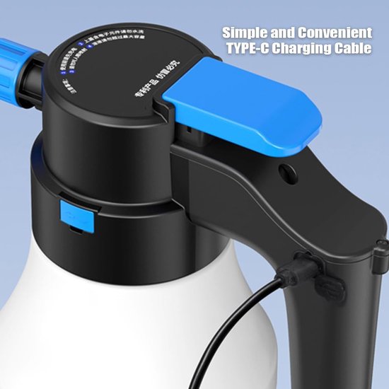 Elektrische autowas-sproeifles, 1,5 liter, grote inhoud, schuimsproeiapparaat met 1500 x 2 mAh lithium-accu, 75° groothoekspray, hogedrukreiniger, schuimkanon voor 6 auto's, vrachtwagens — afbeelding 3