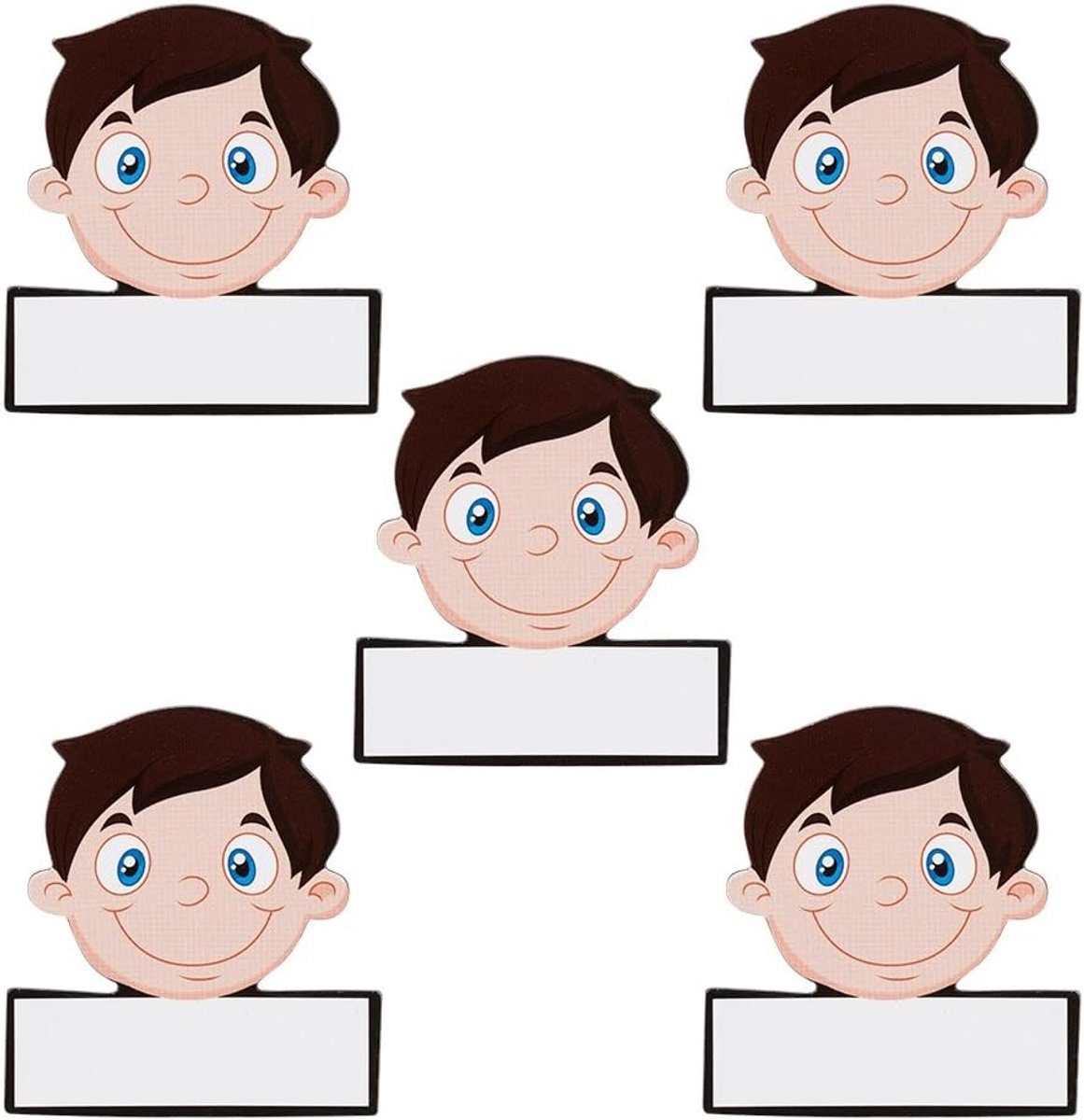 Magneten Avatar Mannen Herbeschrijfbaar 5,5 x 5 cm voor magneetborden, koelkasten, planborden en whiteboards. Emoji Magneet Men Naam Magneet