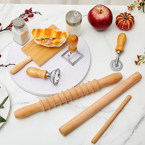 7-delig gereedschap voor het maken van pasta, gnocchi-bord met ravioli-stempel, knoedelmaker en deegrollenset, pastamachine voor zelfgemaakte pasta — afbeelding 4